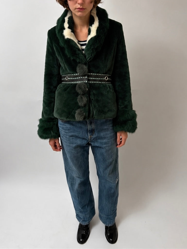 Aspen Faux Fur Jacket - Emerald - S/M