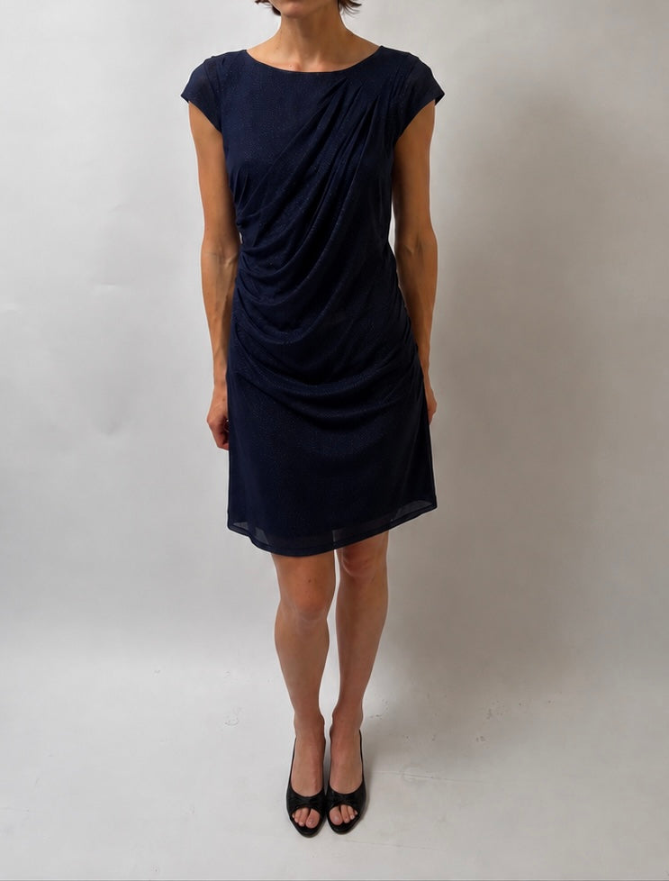 Midnight Drape Dress - Navy - S/M