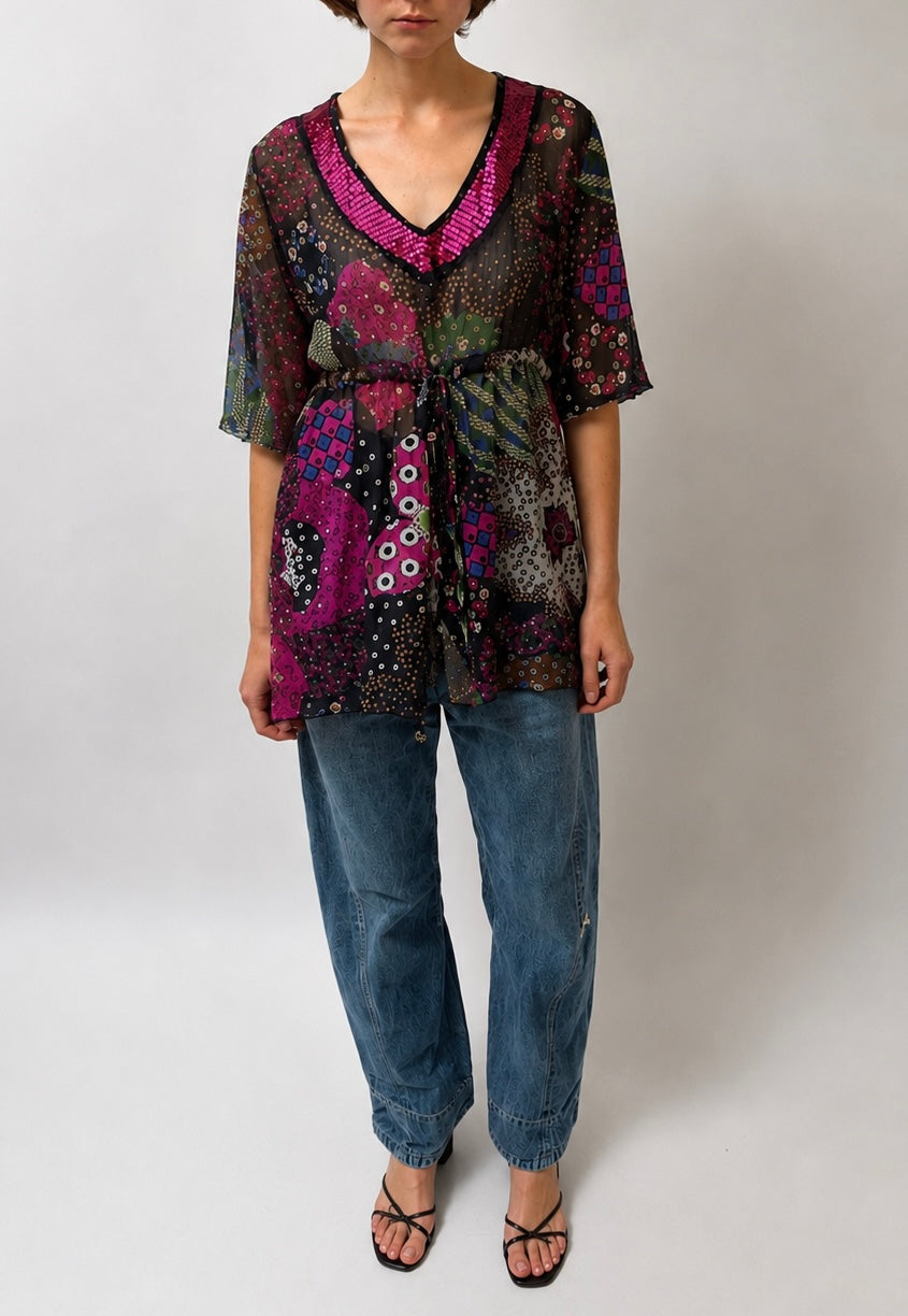 Sandro Ferrone Sequin Top - Fuchsia Multi - S/M