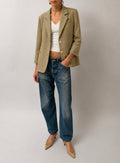 Camel Micro Check Blazer - Beige - M