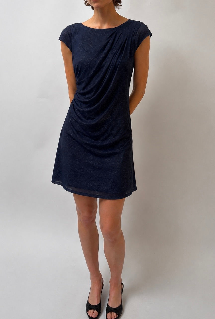 Midnight Drape Dress - Navy - S/M
