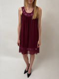Bordeaux Chiffon Dress - Burgundy - S/M
