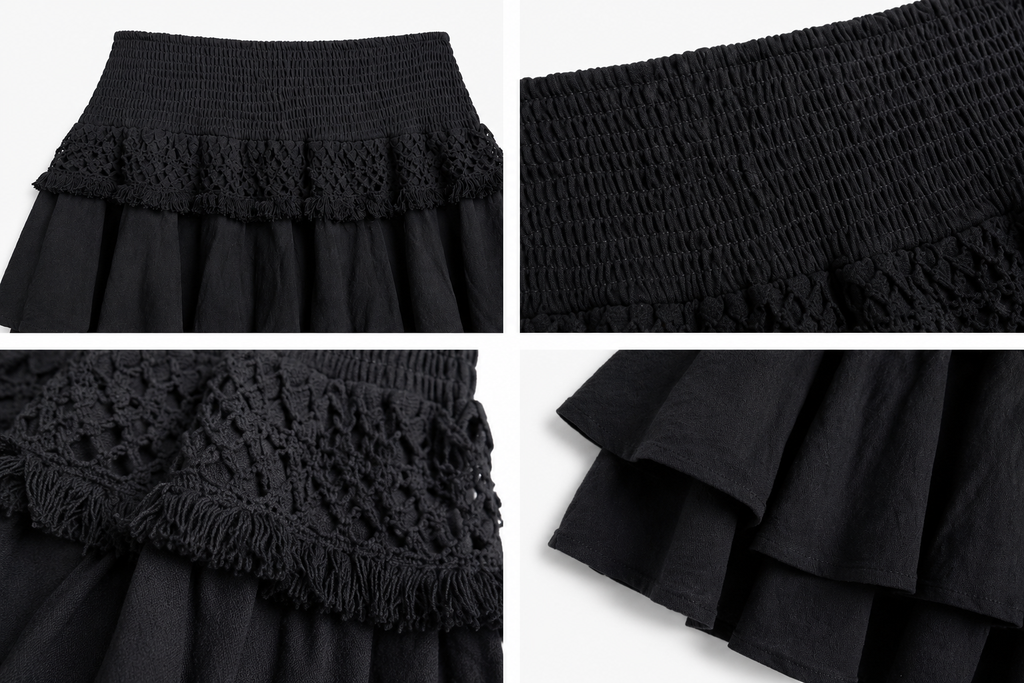Ruffle Skirt - Black - 40