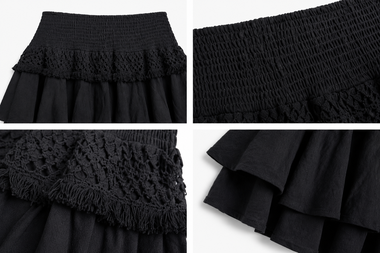 Ruffle Skirt - Black - 40