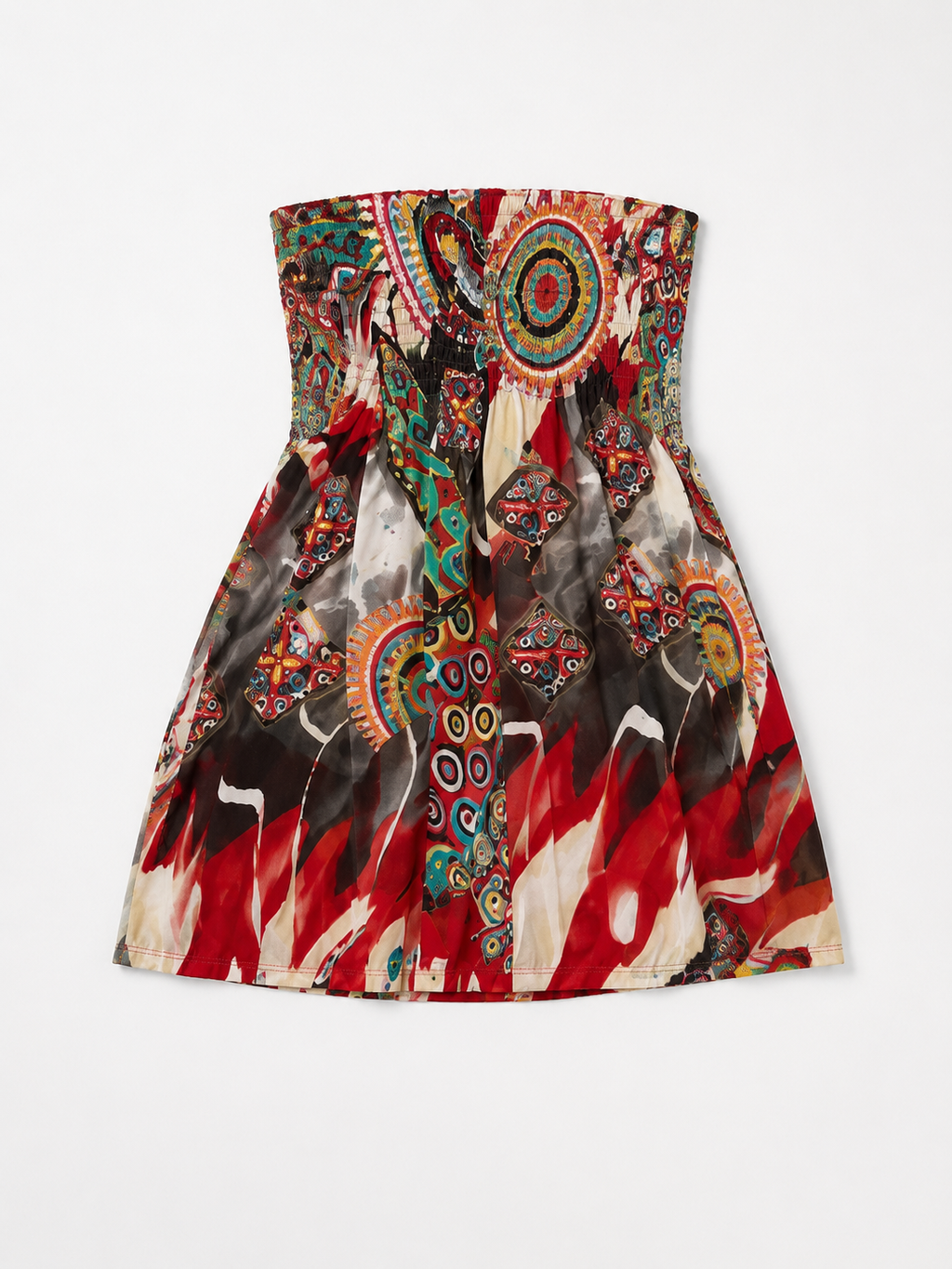 Sheer Mosaic Mini Dress - Red Multi - M/L