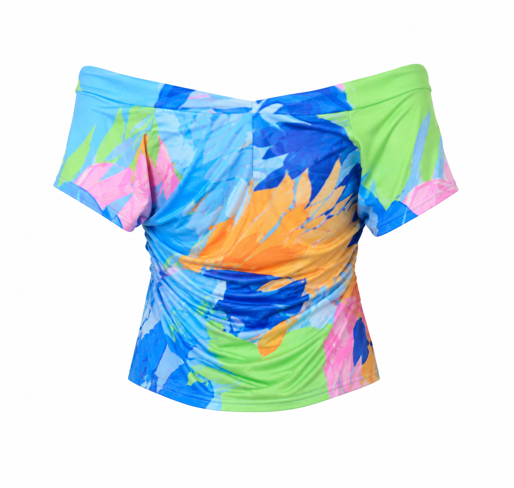 Riviera Drape Top - Blue Multi - S/M