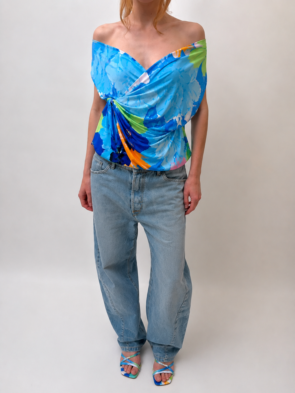 Riviera Drape Top - Blue Multi - S/M