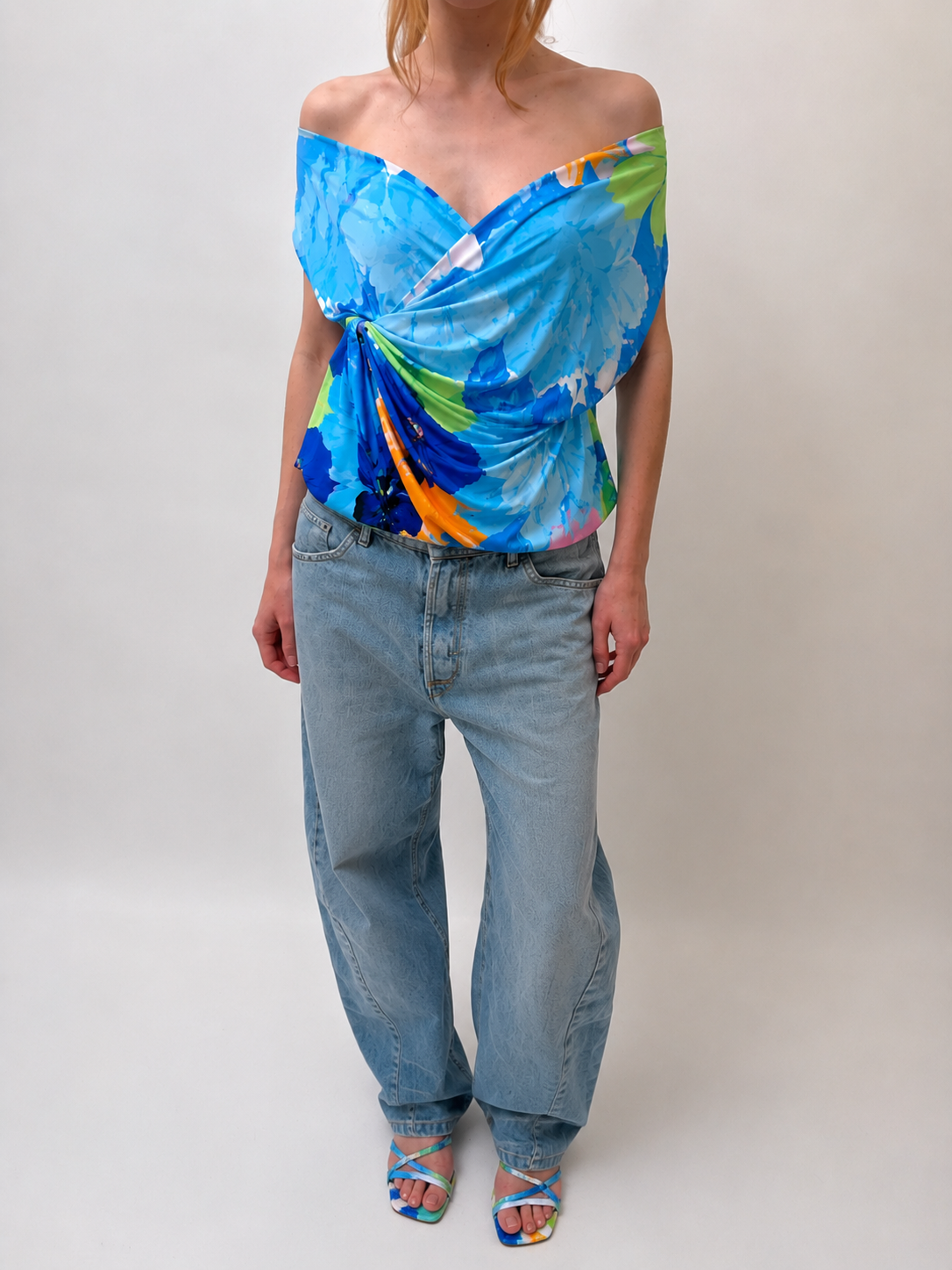 Riviera Drape Top - Blue Multi - S/M