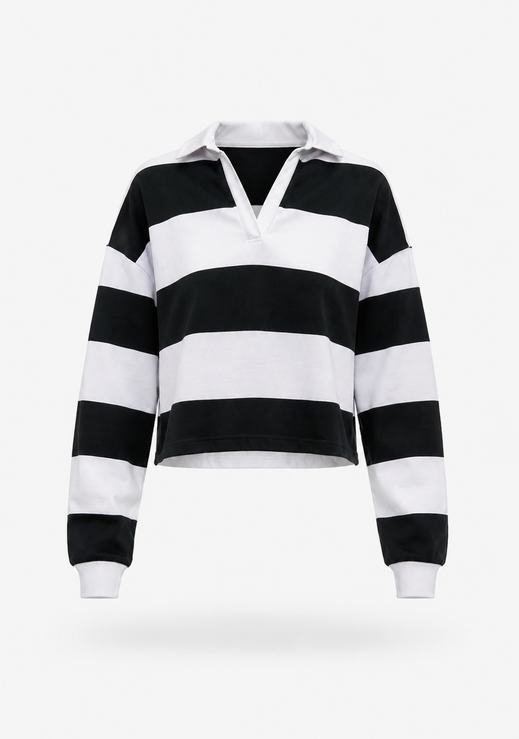 Rugby Stripe Sweatshirt - Black / White - M