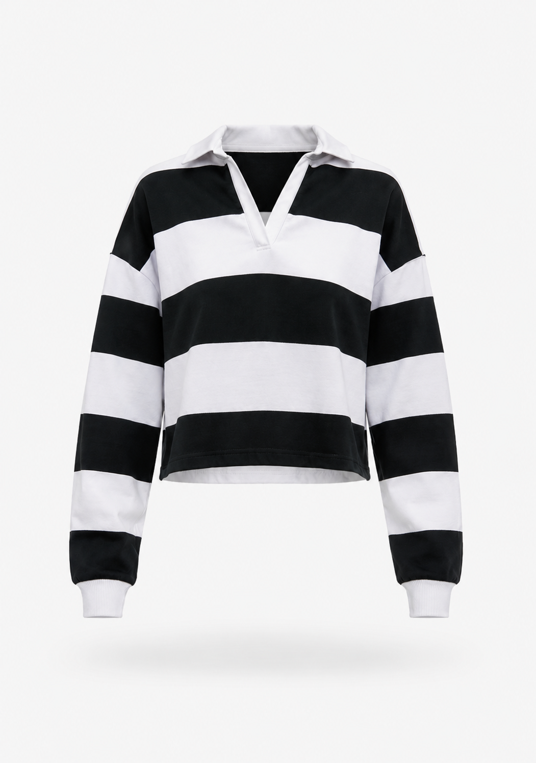 Rugby Stripe Sweatshirt - Black / White - M