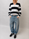 Rugby Stripe Sweatshirt - Black / White - M