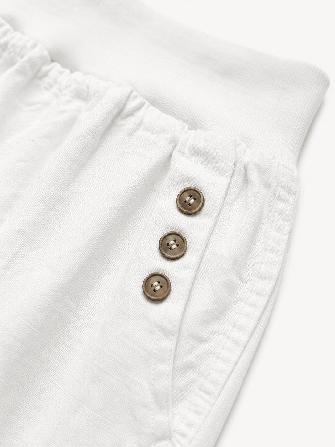 White Linen Summer Trousers - White - S