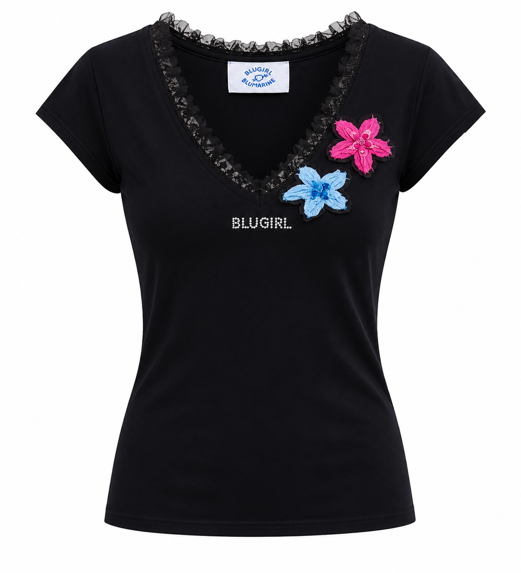 Blugirl Floral Tee - Black - XS/S