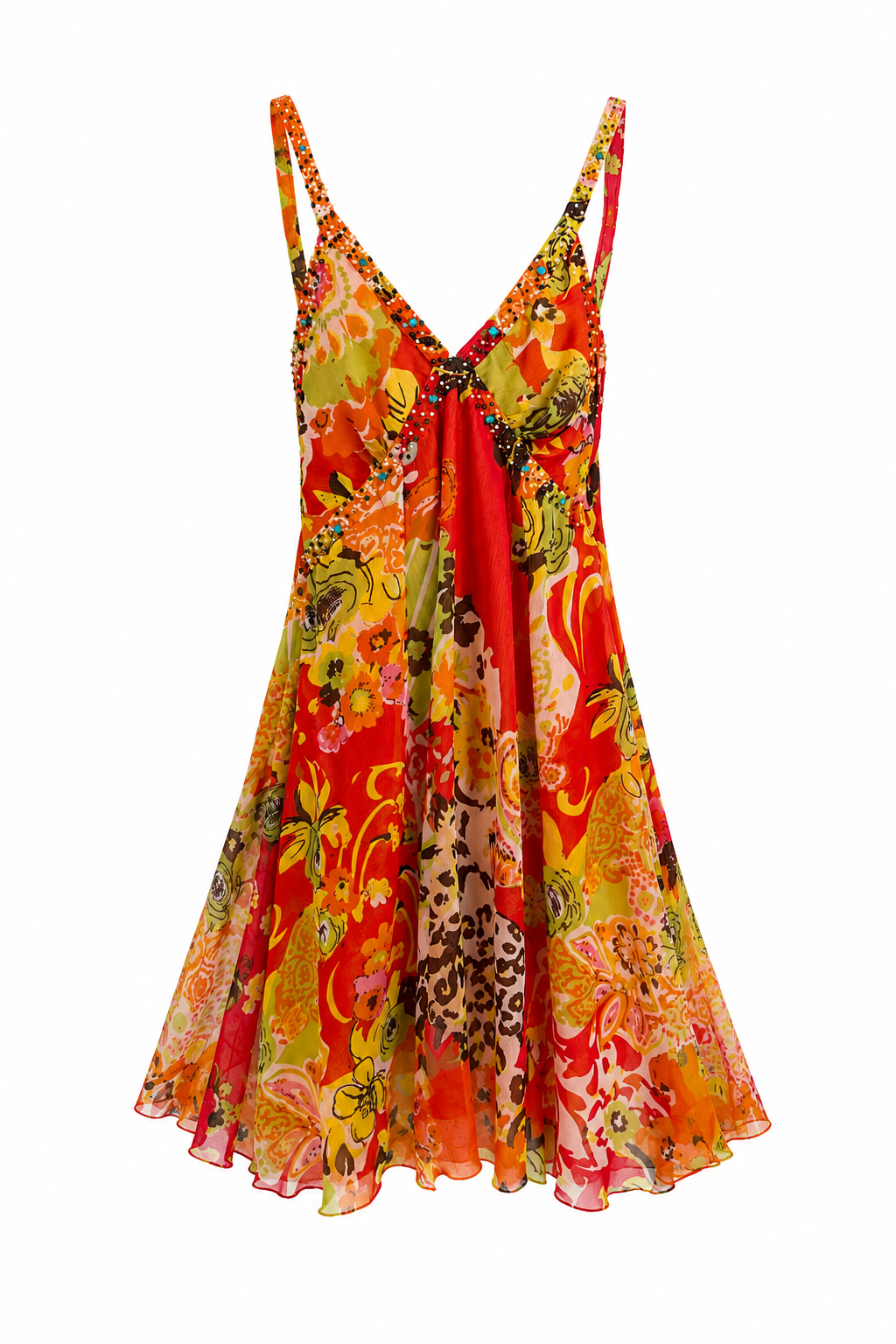 Sunset Print Dress - Orange Multi - S/M