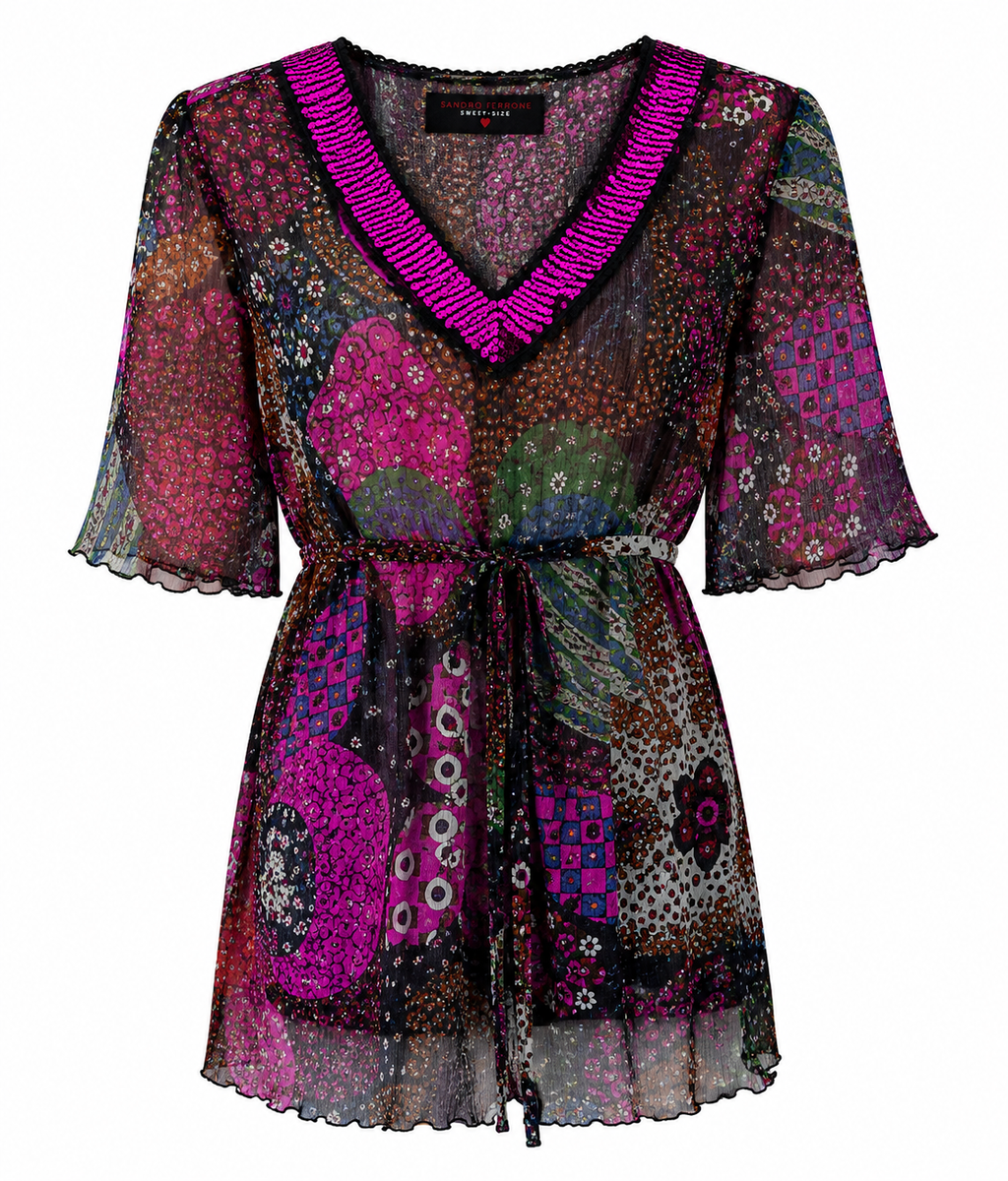 Sandro Ferrone Sequin Top - Fuchsia Multi - S/M