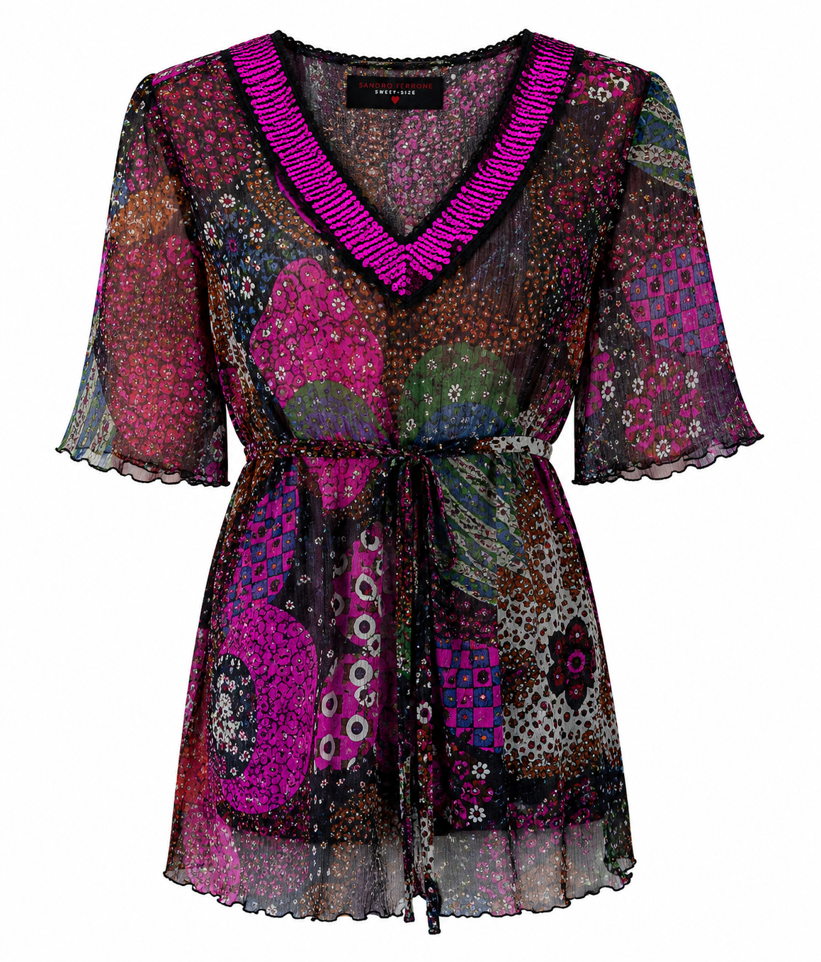 Sandro Ferrone Sequin Top - Fuchsia Multi - S/M
