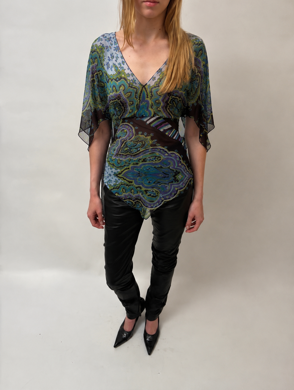 Mosaic Silk Top - Teal Multi - S