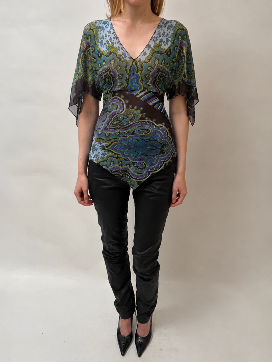 Mosaic Silk Top - Teal Multi - S