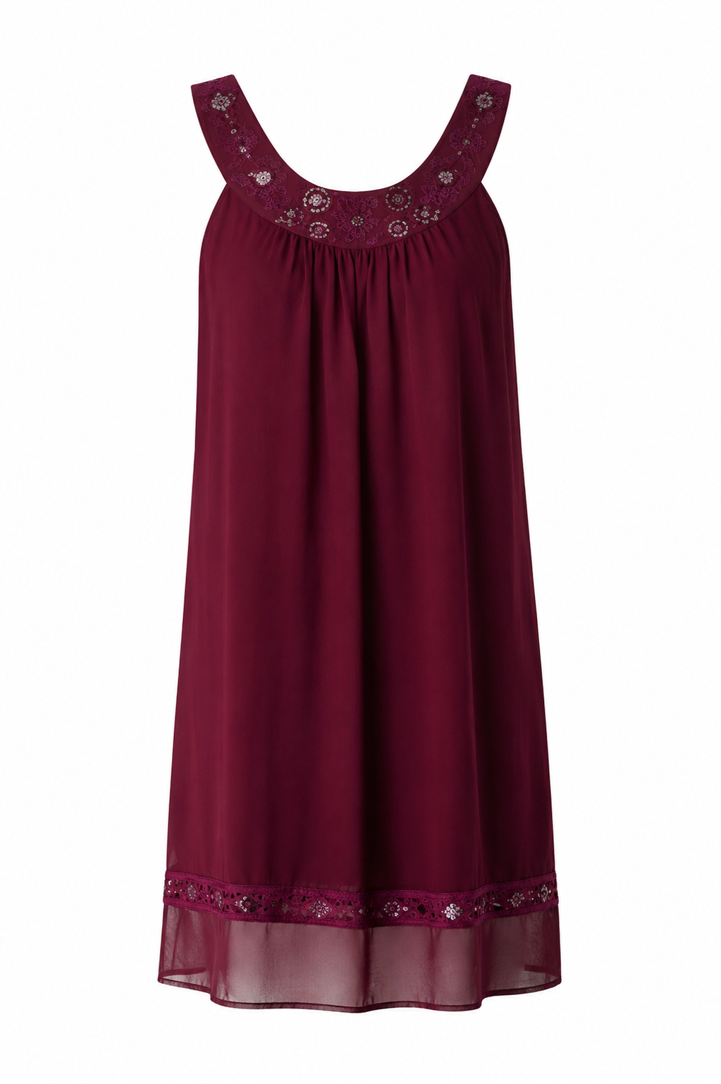 Bordeaux Chiffon Dress - Burgundy - S/M