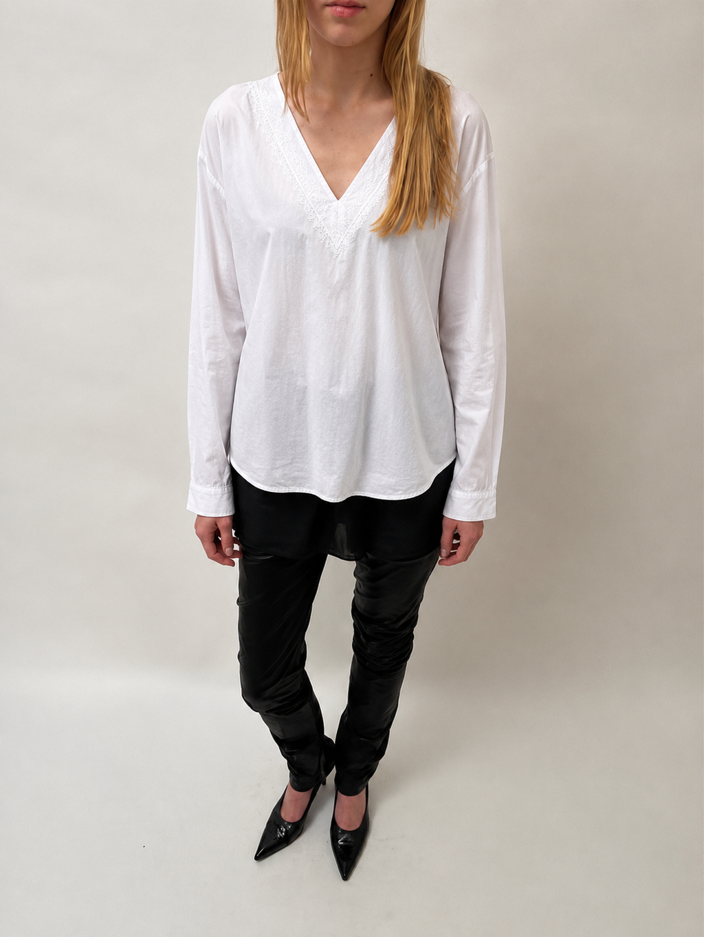 100% cotton Ivory Lace Blouse - White - S/M