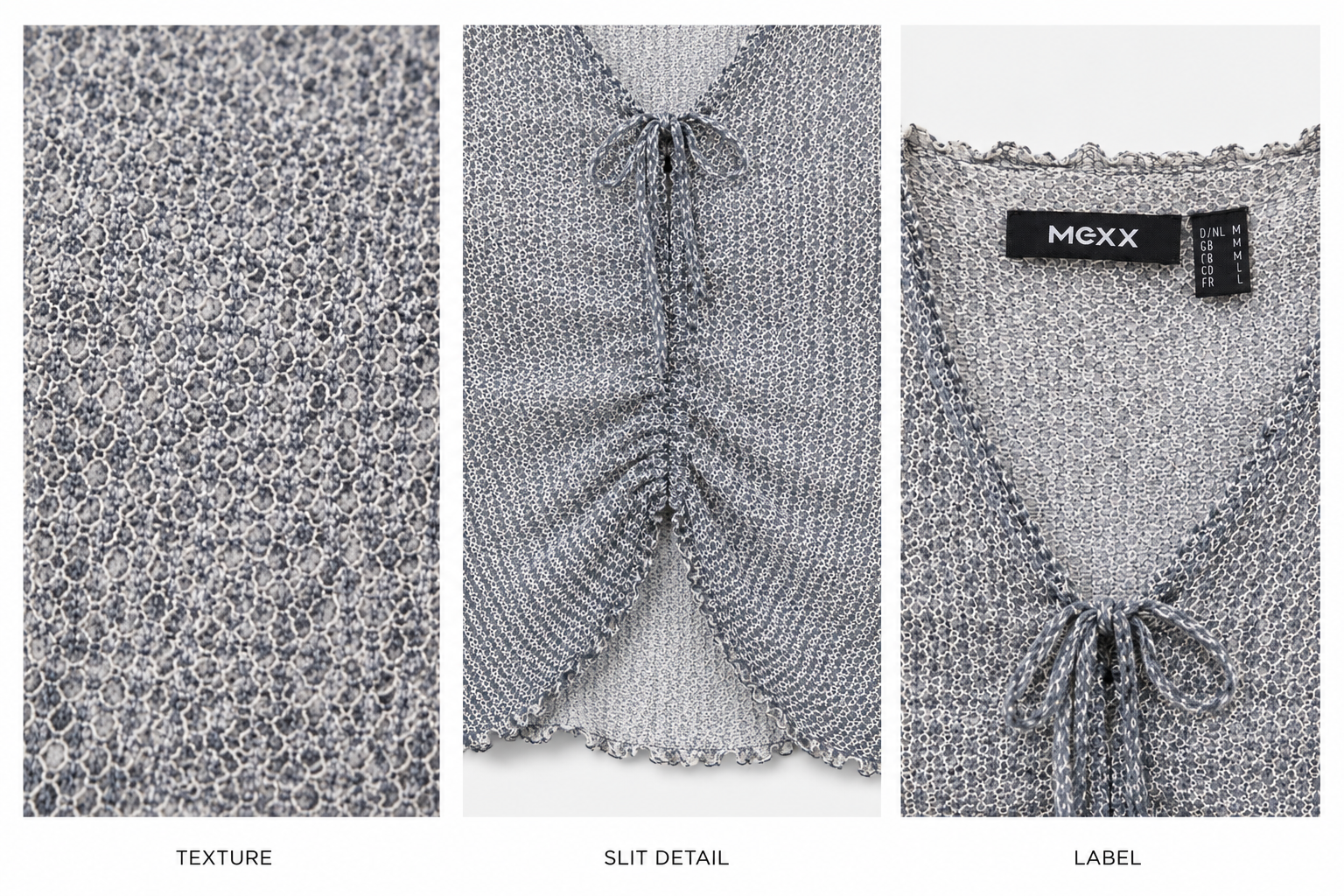 Ruched Mesh Top - Grey - S/M