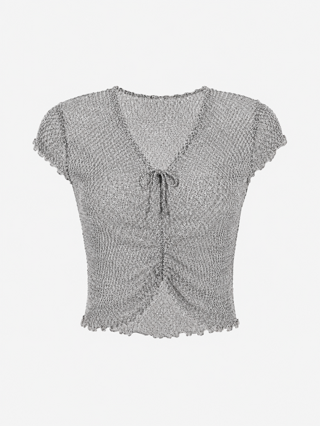 Ruched Mesh Top - Grey - S/M