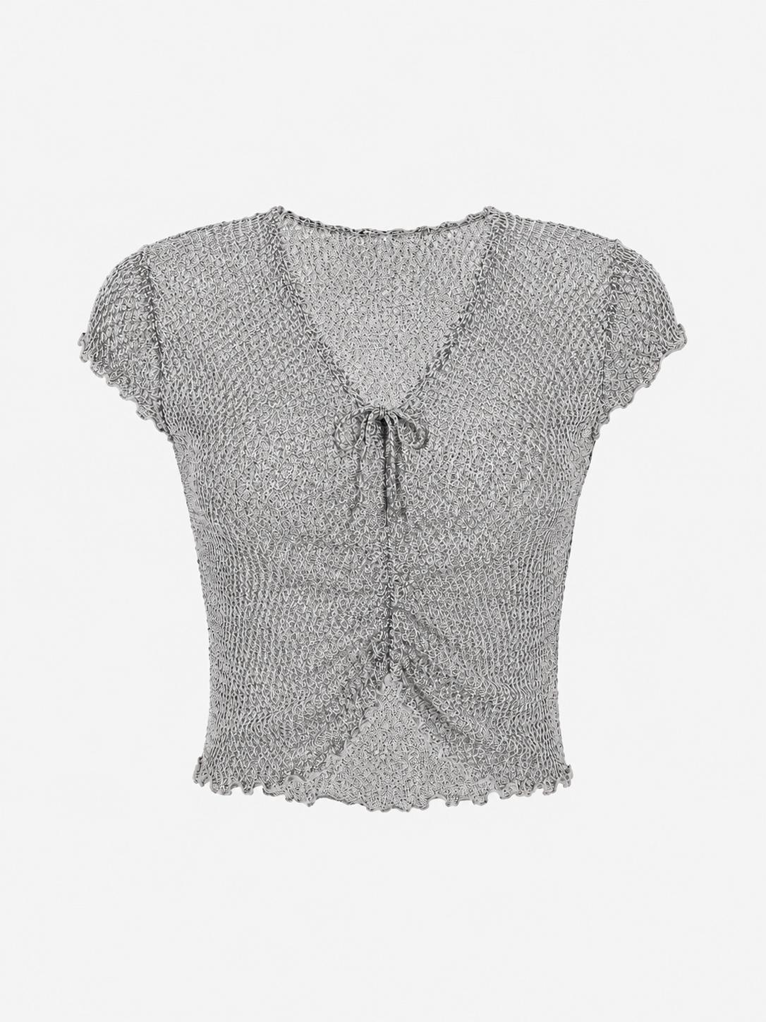 Ruched Mesh Top - Grey - S/M