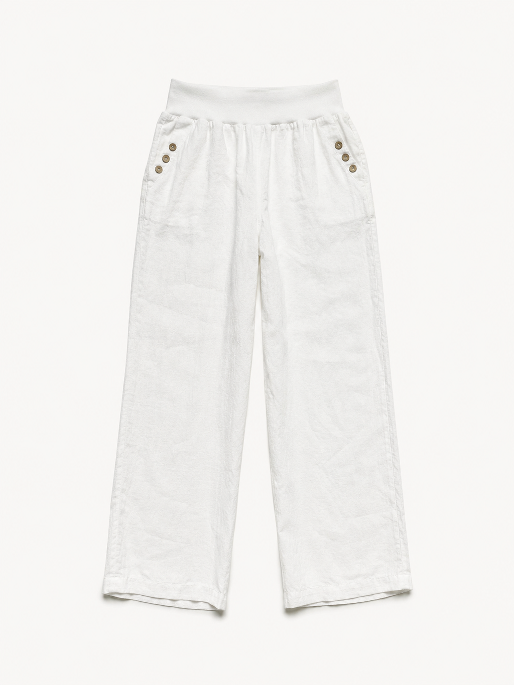 White Linen Summer Trousers - White - S