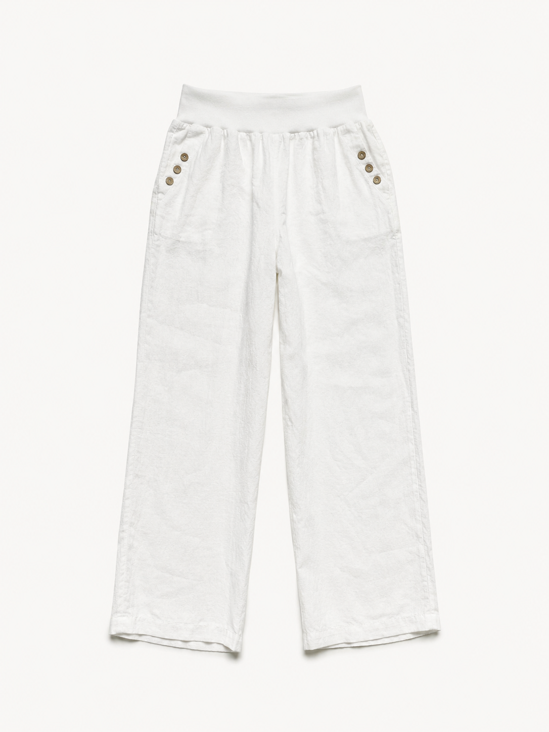White Linen Summer Trousers - White - S