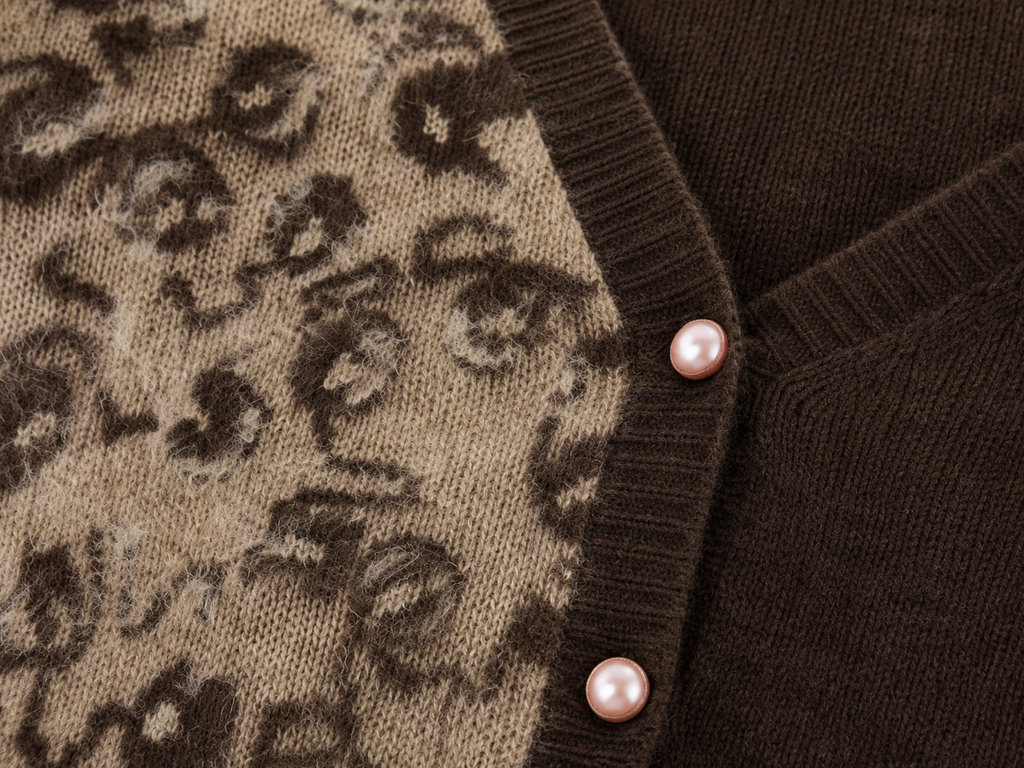 Chocolate Embroidered Cardigan - Brown - S