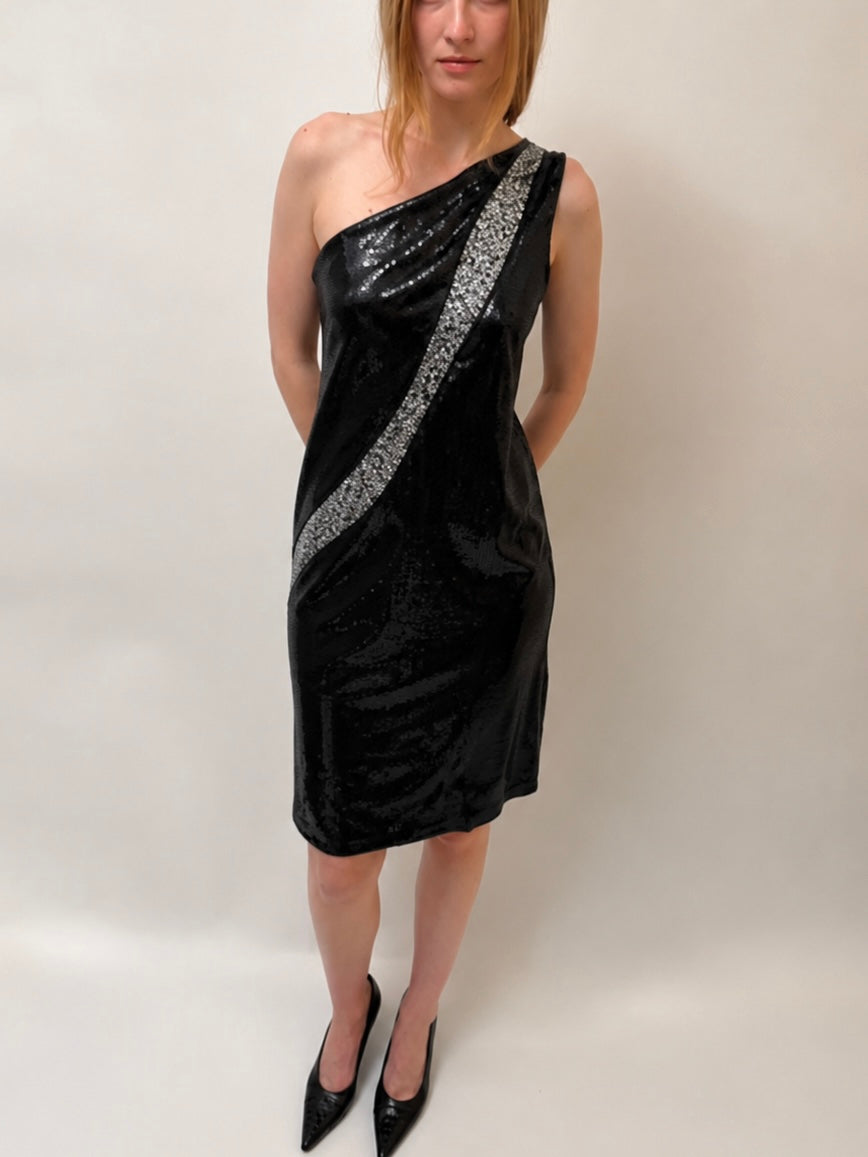 Noir Sequin Dress - Black - M